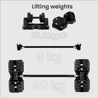 Adjustable Powerbells Pro 55Lbs Pair with Powerbar CONNECT