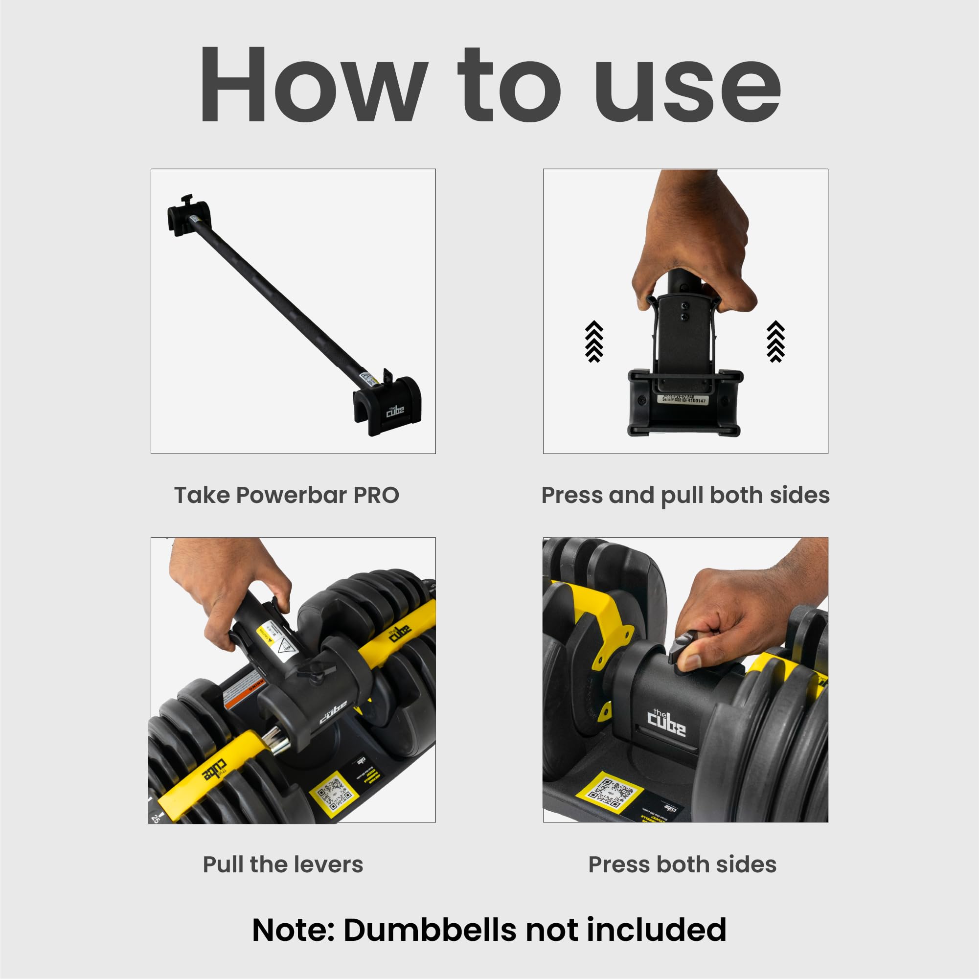 Powerbar CONNECT | Compatible with any Dumbbells &amp; Adjustable Dumbbells
