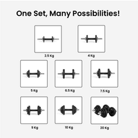 Powerkit | Adjustable Dumbbell Set (10Kg|20Kg)