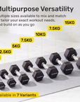 Hex Rubber Dumbbell - 1 KG (pair)
