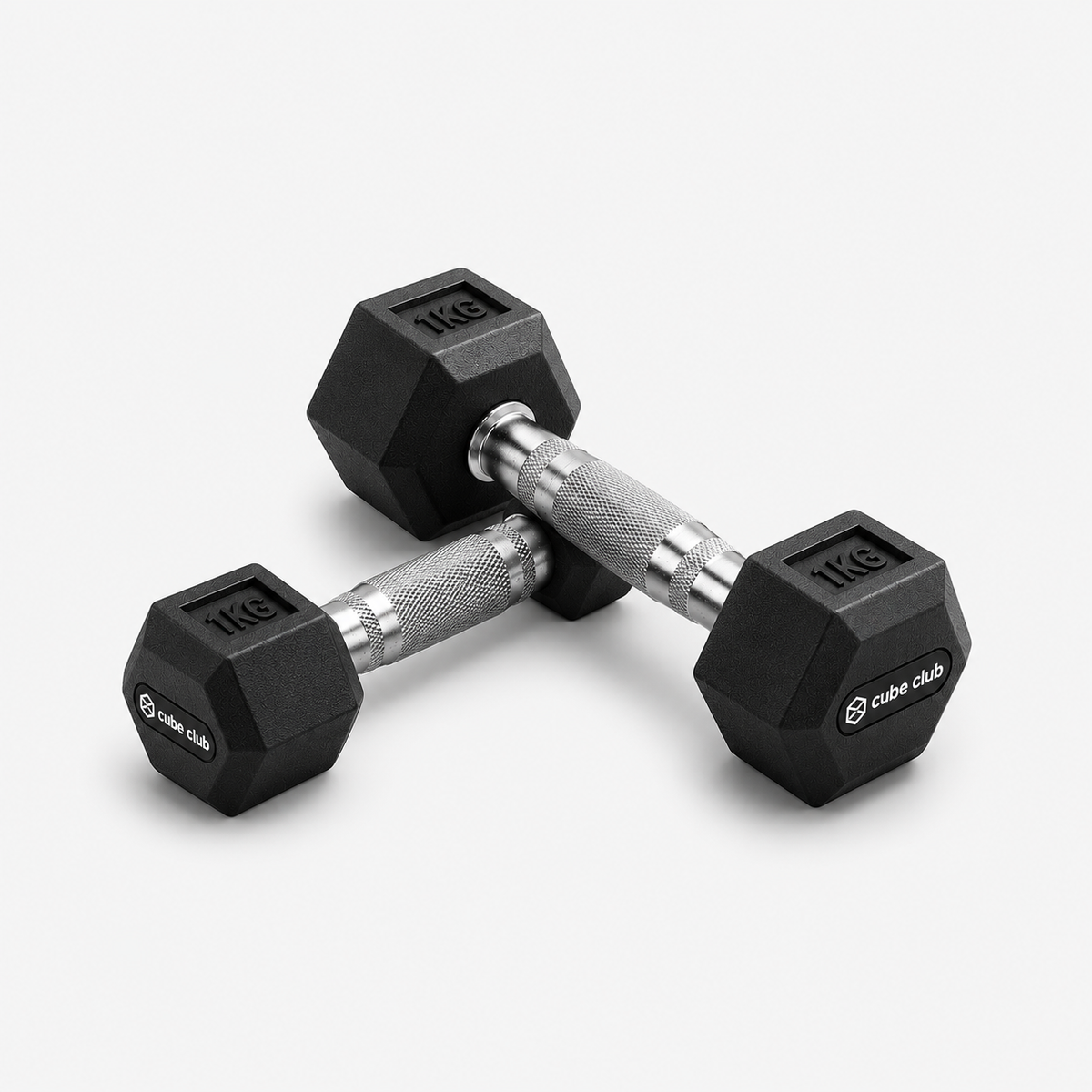 Cube Club hex rubber dumbbell pair for home strength training