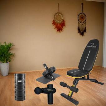 Cube Club Home Gym Elite kit with Bench Premiere and ProPulse massage gun